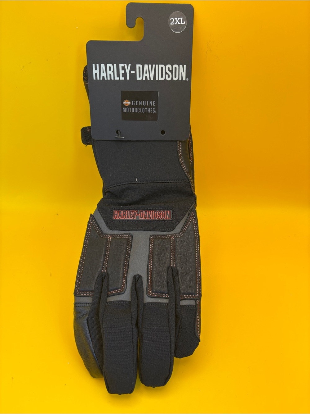 Harley-Davidson Black and Gray Motorcycle Gloves with Orange Stitching - 2XL